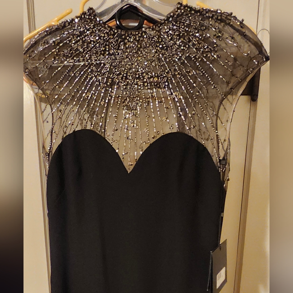 Elegant Black Beaded Women's Dress